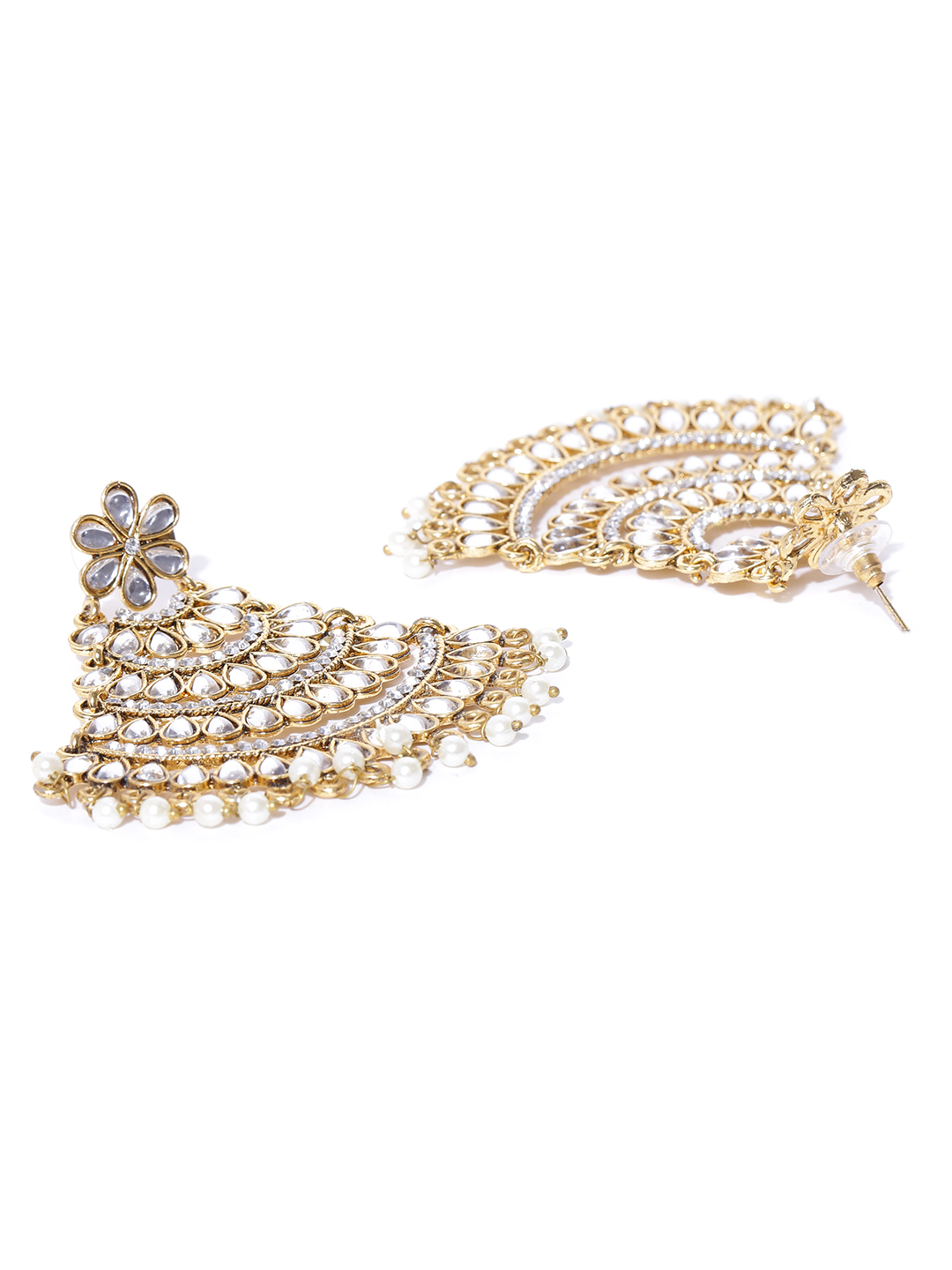 YouBella Gold-Plated Stone-Studded Beaded Chandbalis